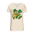 thumbnail image 5 of NuoCaiYun St Patricks Day Tops for Women V Neck Funny T-Shirt Irish Shamrock Graphic Short Sleeve Clover Tee, 5 of 6