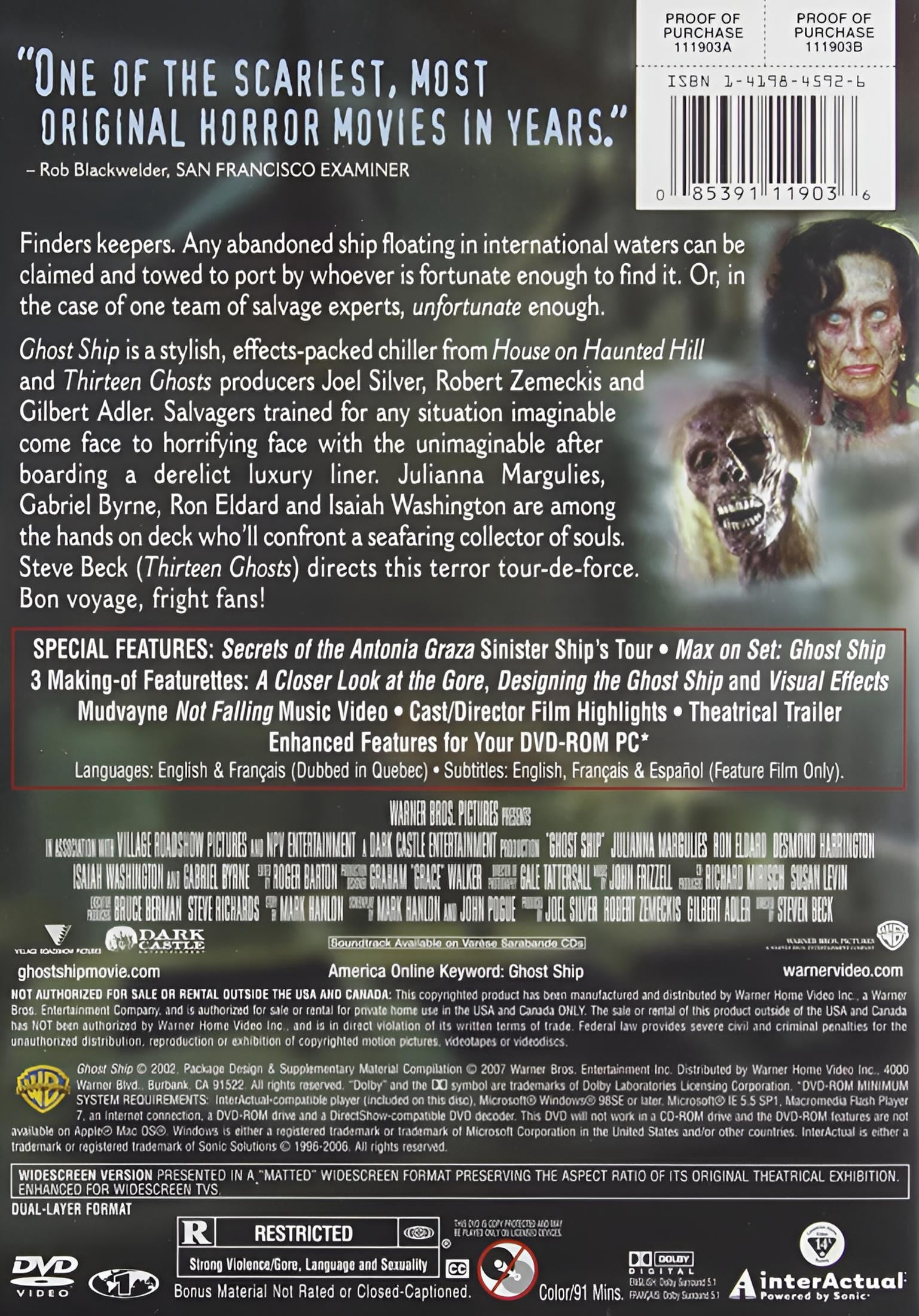 Ghost Ship (DVD), Horror, Warner Bros.