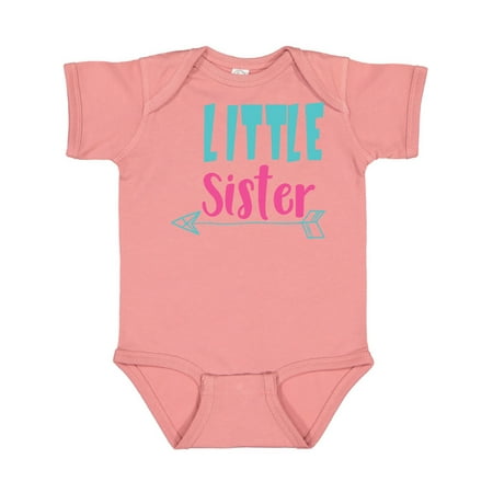 

Inktastic Little Sister Younger Sister Arrow - Blue Pink Gift Baby Girl Bodysuit