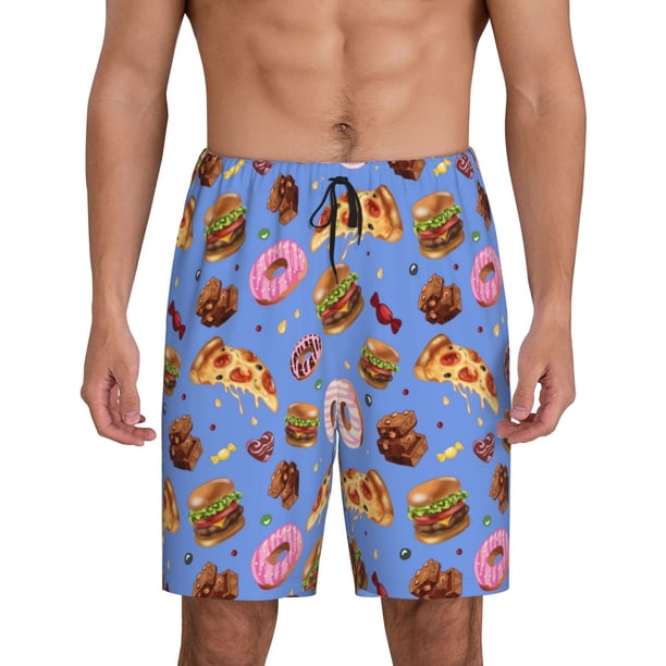Fotbe Fastfoods Pantalones Cortos de Pijama para Hombre, Ropa de Dormir, Pantalones de Pijama Cortos para Hombre-Medium