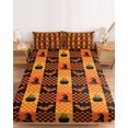 thumbnail image 2 of Twin XL Size Fitted Sheet Set - Halloween 2 Piece Bedding Sets 16" Deep Pocket Fitted Sheet with 1 Pillowcases, Orange Black Plaid Bat Gingham Spook Brushed Microfiber Hotel Luxury Bed Sheets, 2 of 9