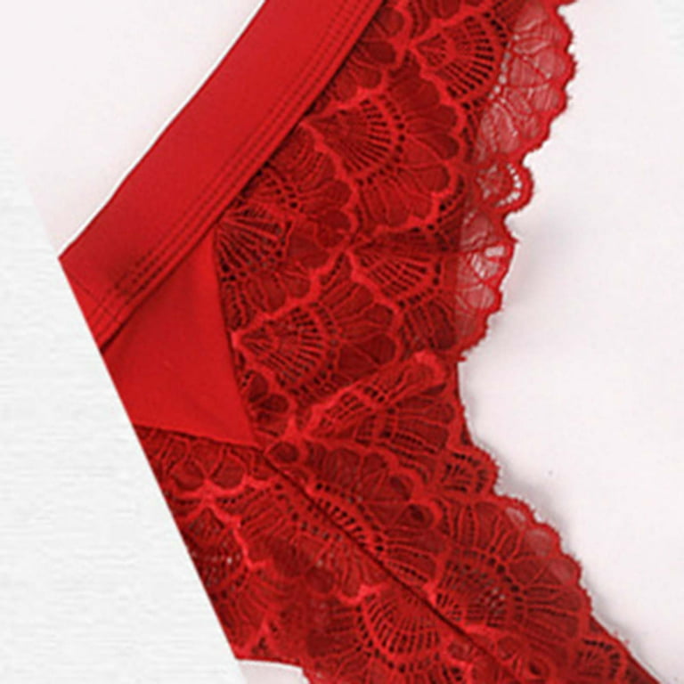 Efsteb Lace Underwear for Women Transparent Breathable Underwear Ropa  Interior Mujer Low Waist Briefs Sexy Comfy Panties Lace Flowers Panties G  Thong Lingerie Red 