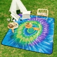 thumbnail image 6 of Colorful Tie Dye Vortex Waterproof Picnic Blanket with Foldable Zipper, Suitable for Outdoor Use, Suitable for Travel, Camping, Beaches, Parks, Grasslands, Picnic Blanket Accessories, 6 of 7