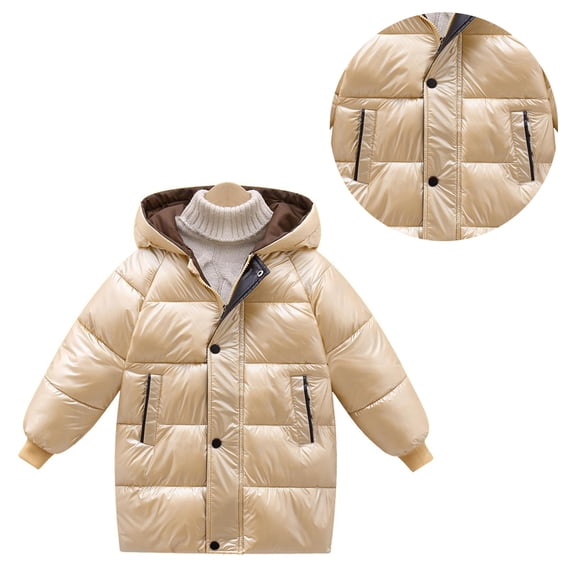 Baby Boys Girls Winter Coat,Little Boys Girls Puffer Coat Baby Mid-length Hoodie with Zipper Windproof Jacket Outwear For Kids Child Puffer Jacket Baby Girl Winter Clothes