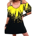 thumbnail image 2 of Gvmfive Women's Sunflower Cold Shoulder Dress U Neck Short Sleeves Dress, 2 of 3