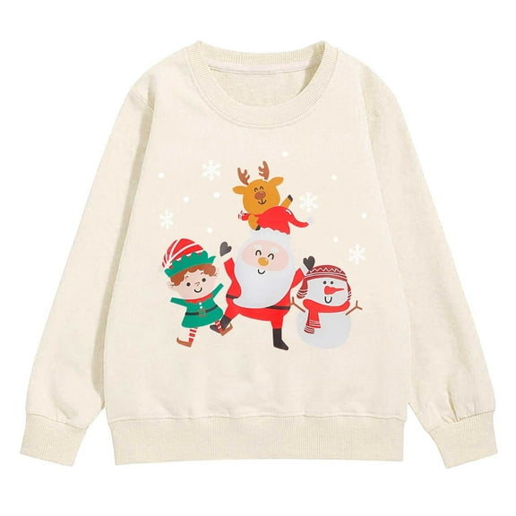FDDMis Family Christmas T Shirts Boys Christmas Sweatshirt Boys Long Sleeve Tshirts Orange Tshirt Kids Boy Clothes Size 7 Baby Clothes Boy for Baby, Beige 11-12 Years