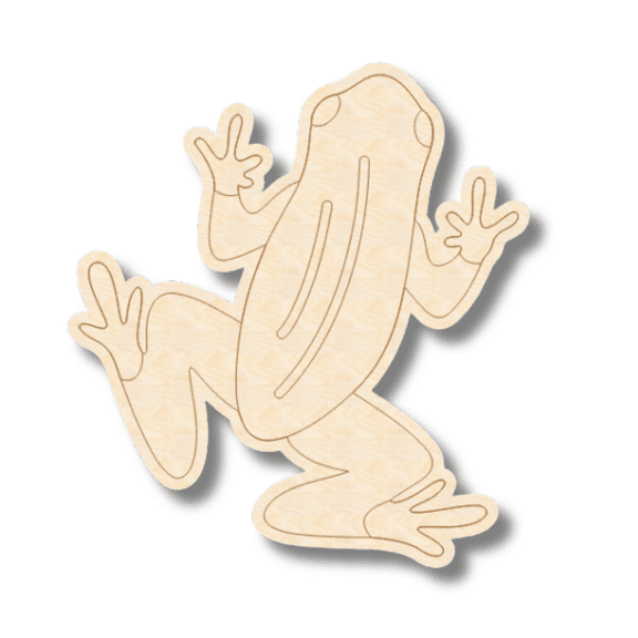 Unfinished Wood Etched Poison Dart Frog Shape 4" / 1/8"