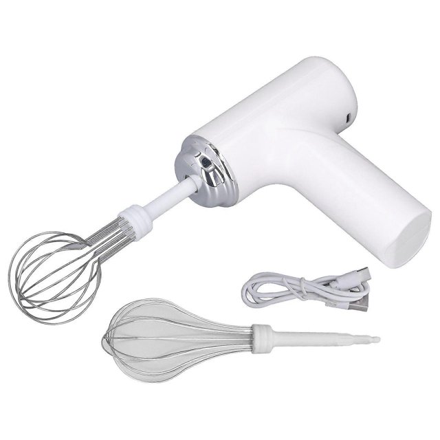Electric Egg Beater Cordless Hand Mixer Handheld Egg Whisk for Cream Salad Dressing White