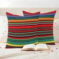 thumbnail image 3 of Boho Red Stripes Outdoor Waterproof Pillow Covers, Colorful Mexico Blue Green Yellow Decorative Square Throw Pillowcase Sofa Cushion Sham for Patio/Couch/Chair, 16"x16" 2 Pack, 3 of 8