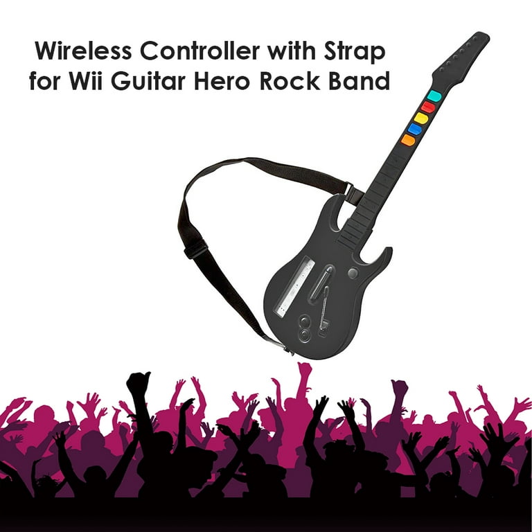  Wii Guitar Hero, Guitar Hero Controller for PS 3 and PC,  Wireless Guitar for Wii Guitar Hero 3/4/5 and Rock Band 1/2 Games, Guitar  Hero Guitar with Strap, 5 Buttons Guitar
