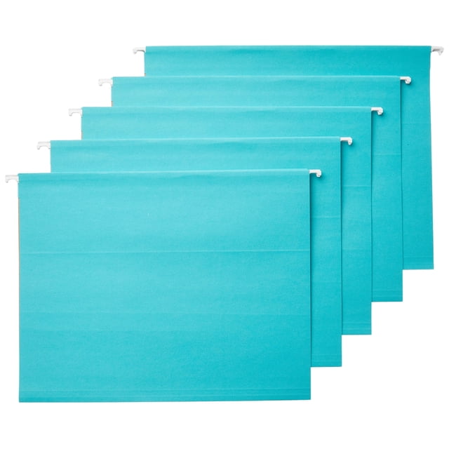 Amazon Basics - Carpetas colgantes para archivos, tamaño carta, aguamarina, paquete de 25 Amazon Basics NA
