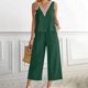 thumbnail image 1 of Pantalones Mujeres Cami Top Pantalón largo Color sólido Algodón Lino Traje de vacaciones (Verde oscuro S) Ygjytge Verde oscuro T S para Mujer, 1 of 8