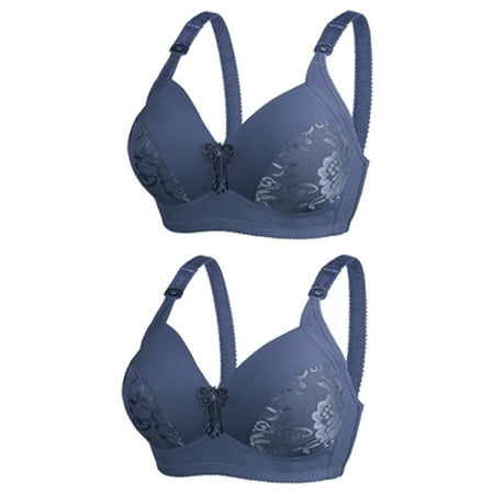Bigersell Sleeping Nursing Bra Deals 2pc Bralettes for Women with Support Balconette Bra Style R3910 V-Neck Padded Bras Hook and Eye Bra Closure Women s Plus Size Bras Underwire Gray M
