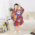 thumbnail image 6 of FORMRS Wearable Blanket Hoodie with Sleeves for Kids Cozy Flannel Sweatshirt, Red Whimsical Floral, 6 of 7