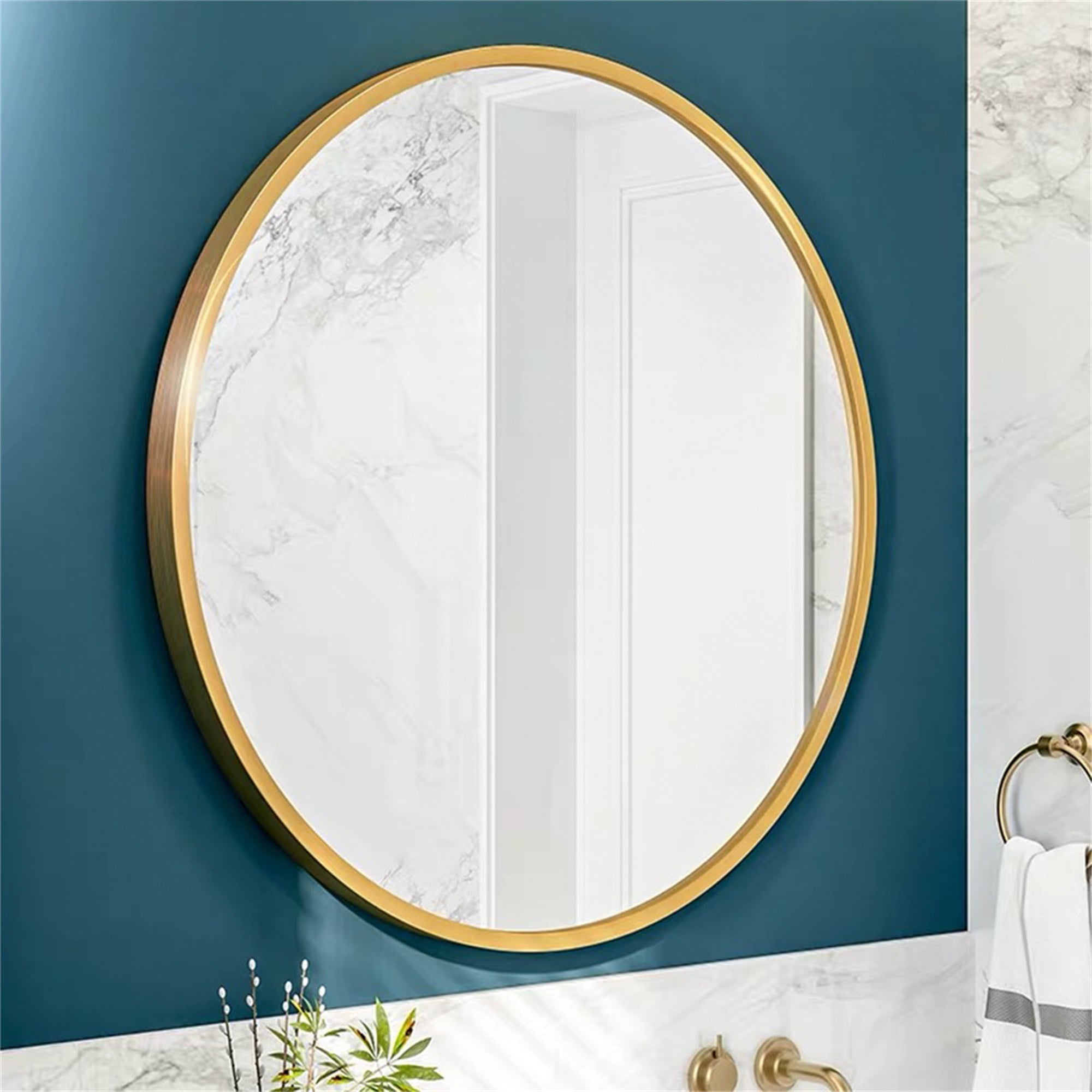 YYAo 24" Wall Circle Mirror for Bathroom, Round Mirror for Wall Hanging Round Mirror for Living Room, Vanity, Bedroom, Gold Border YYAo 24" Wall Circle Mirror for Bathroom, Round Mirror for Wall Hanging Round Mirror for Living Room, Vanity, Bedroom, Gold Border