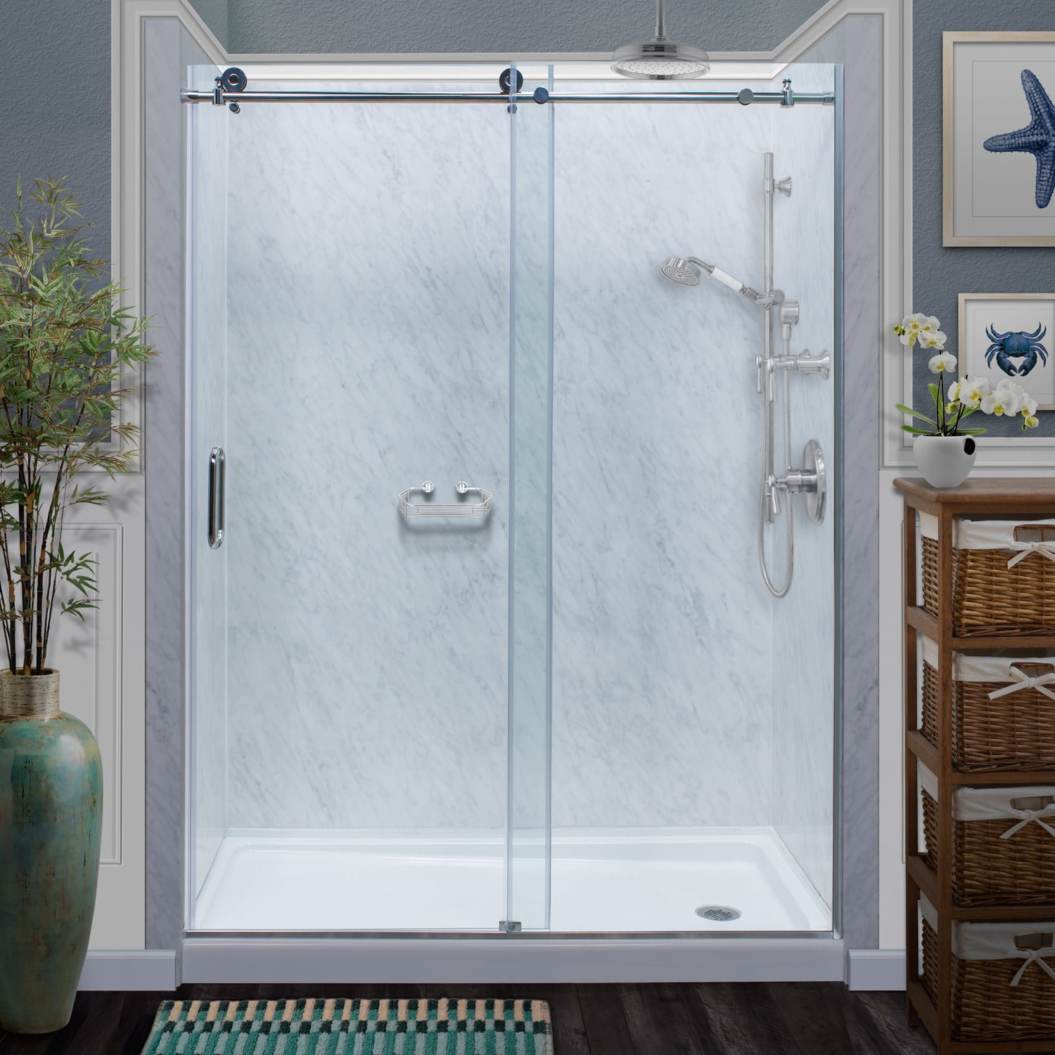 Miseno Msdcfl6076 76" High X 60" Wide Frameless Sliding Shower Door