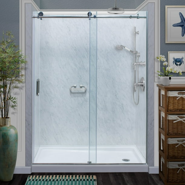 Miseno Msdcfl6076 76" High X 60" Wide Frameless Sliding Shower Door