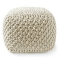thumbnail image 2 of Casafield Square Pouf Ottoman, Natural - 18.5" W x 18.5" D x 14.5" H Cotton Knit Foot Stool - Boho Floor Pouffe for Living Room, 2 of 7