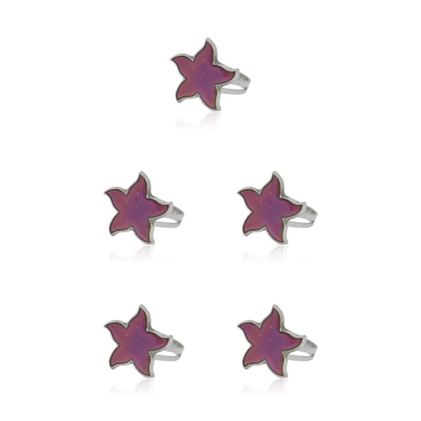 Qarigey Anillo de humor Cambio de color Temperatura Emoción Sensación Cambiable Joyería termocrómica Formas múltiples Favores Niños redbud autobús rojo 5piezas Qarigey CBP228308