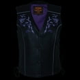 thumbnail image 5 of Milwaukee Leather ML1296 Women's Black/Purple Leather Side Laced Motorcycle Vest w/ Reflective Tribal 3X-Large, 5 of 8