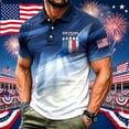 thumbnail image 2 of Mens Patriotic USA 250th Anniversary Short Sleeve Polo Shirts, American Flag Embroidery Vintage US Flag Print Casual Tops for Independence Day(Navy5,S), 2 of 5