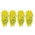 thumbnail image 3 of Artificial Flowers for Outdoors 4 PCS Artificial Flowers for Outdoors Faux Plants Silk Morning Faux Flowers with Leaves Realistic Hanging Petunias Plants for Home Garden Decor (Yellow), 3 of 3
