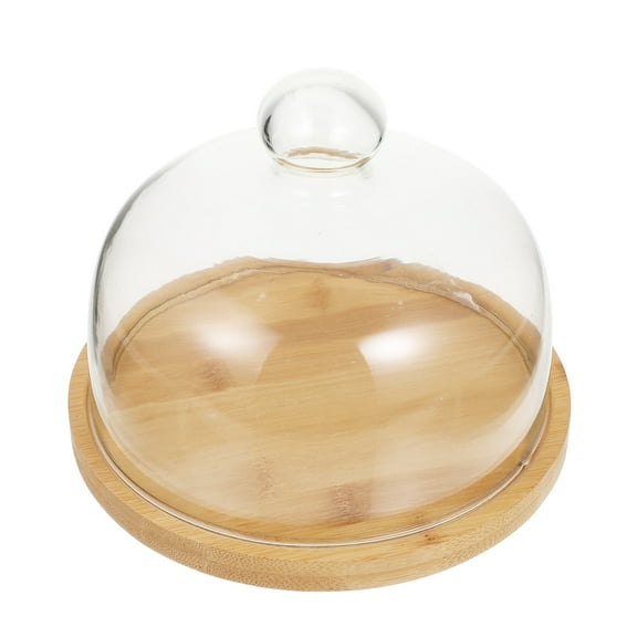 ifundom Clear Glass Cake Dome with Wooden Base, Sturdy Cake Display Cover, Easy to Clean, Protective Cake Stand, 1 Set