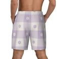 thumbnail image 4 of Gaeub Floral Purple Buffalo Plaid Mens Swim Trunks Stretch Beach Shorts Quick Dry for Men Swim Shorts Swimwear with Pockets- Small, 4 of 9