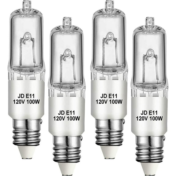 4 Pack JDE11 Bulb,120V 100W Halogen Candelabra Bulbs,T4 Mini Base JD E11 Bulb ,Dimmable 2700K Warm White,Replacement E11 LED bulb,for Chandeliers,Candelabra,Ceiling Fan, Table Lamps, Cabinet Lighting
