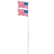 25 FT Flag Pole Aluminum Sectional Halyard Flagpole Kit 2x US Flag Ball American