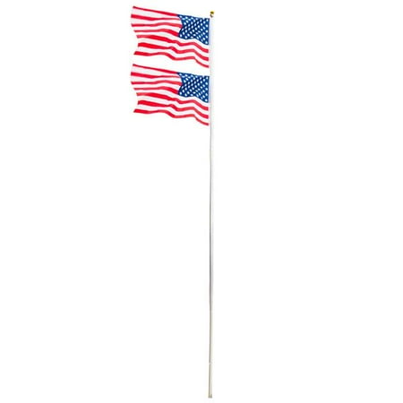 25 FT Flag Pole Aluminum Sectional Halyard Flagpole Kit 2x US Flag Ball American