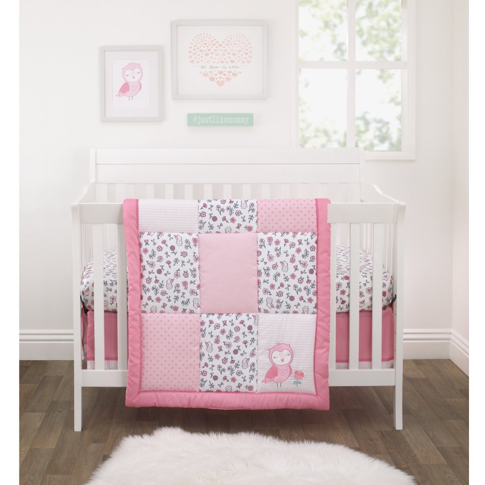 Carter's Child of Mine Lil Owl Pink, White, Rose Floral Patchwork 3