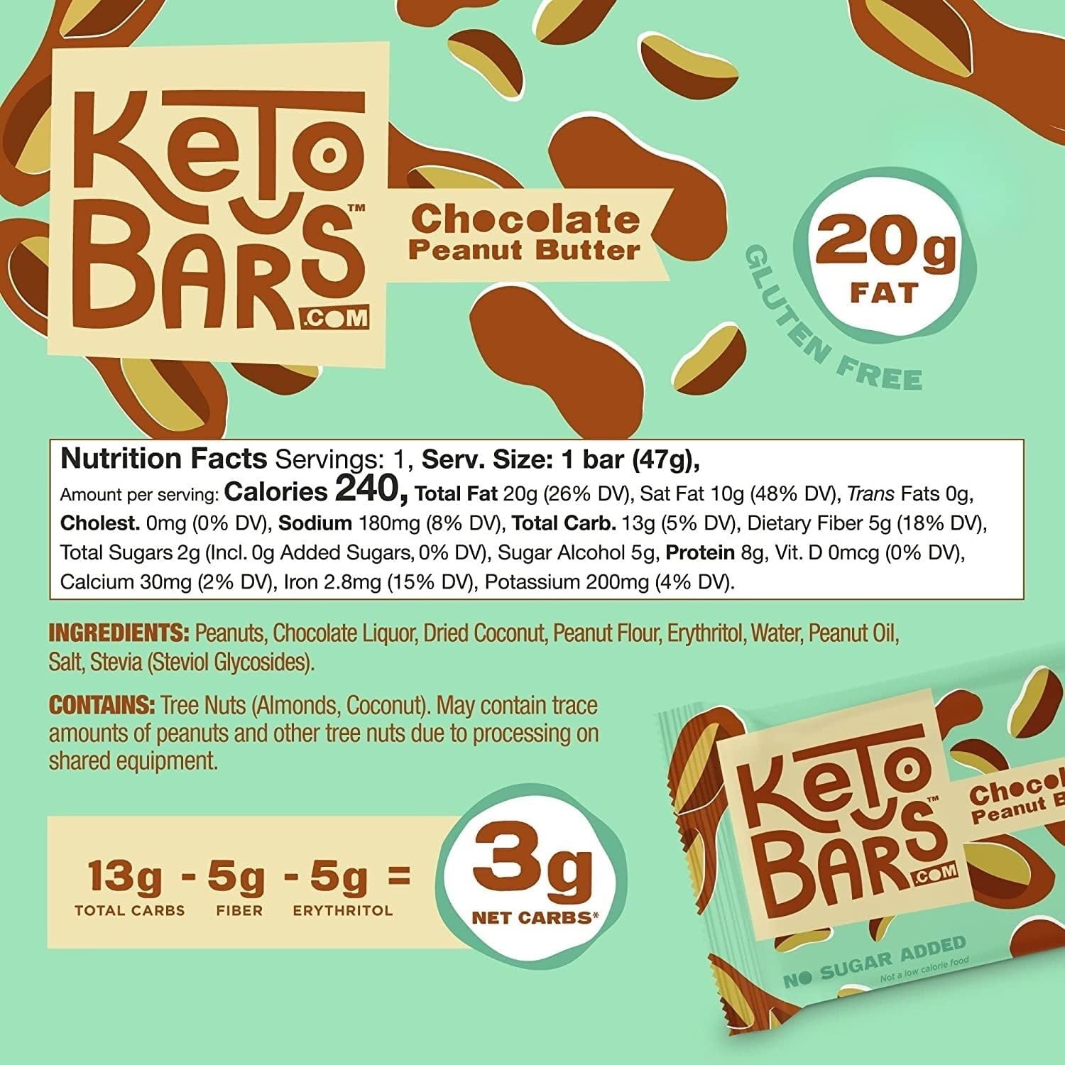Keto Bars Chocolate Peanut Butter Keto Protein Bar – Perfect for Keto Lifestyle, Simple, Clean Ingredients, Low Carb, No Added Sugar, Moderate Protein, 3g Net Carbs, Gluten Free Snack, 10 Pack