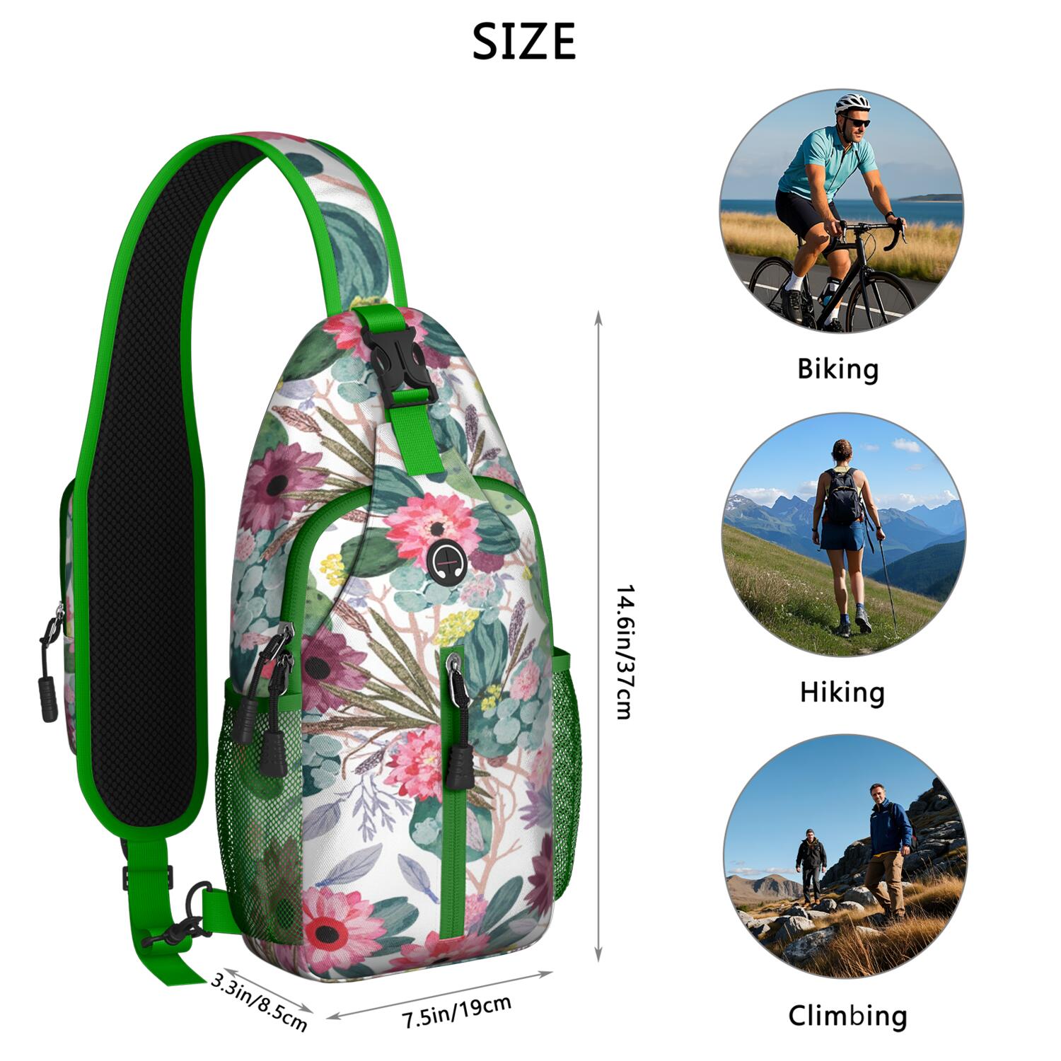Chest Bag Crossbody Shoulder Bag Crossbody Shoulder BagHiking Sling Backpack for Men Women Travelers Cactus