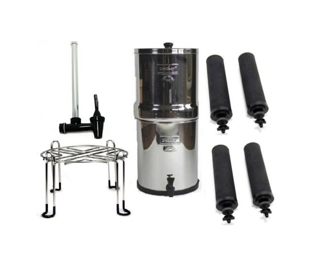Big Berkey Water Purifier with 4 Black Filters,Wirestand &Spigot