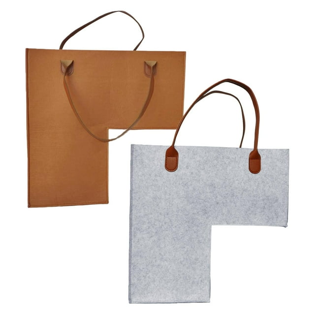 Cesta de escalera de 2 piezas con asas de cuero de 4 mm de fieltro premium para decoración del hogar marrón y gris