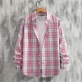 thumbnail image 7 of Lenpel Button down Shirts for Men Fall Plaid Dressy Casual Collared Long Sleeve Shirts Comfy Business Office Tops(Pink,X-Large), 7 of 7