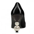 thumbnail image 3 of FSJ Women Graceful Beaded Pearl High Heel Pointy Close Toe Pumps Slip On Glossy Leather Pumps Ladies Office Party Dressy Shoes Size 10 Black Matte Leather, 3 of 5