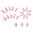 thumbnail image 4 of Fofosbeauty 24pcs Press on Nails for Gifts, 2024 Fake Nails Short Coffin Tips Design, Gold Pink Marble, 4 of 8