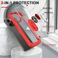 thumbnail image 2 of Allytech Clear Case for iPhone 15 Pro Max, Slim Case with Metal Ring Kickstand, Armor Lens Protection Shockproof Anti-Fingerprint Soft TPU Frame + Hard PC Back Protective Case - Red, 2 of 7