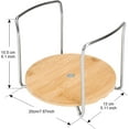 thumbnail image 3 of baomifa-Dish Holder SS304 2 Pack Large Round Size for 9" to 13" Plates Organizer Upgrade Thicken Bamboo Adjustable Size Easy Carried Handles Storage Rack for RV Cabinets Shelf Countertop (PH202R), 3 of 4