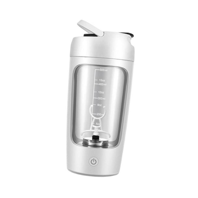 650ml Electric Protein Shaker Bottle Protein Shaker Bottle Blender Mixer Sports Bottles Electric Cups USB Rechargeable for Fitness White