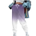 thumbnail image 2 of Puntoco Pantalones De Chándal Con Cintura Elástica Y Bolsillos Estampados A Rayas Para Mujer, Pantalón De Chándal, Color Morado, Xxl, 2 of 5