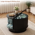 thumbnail image 5 of Pikvki Rotatable Round Coffee Table with Storage & Fluted Sliding Doors, 31.5" Modern Wooden Center Table for Living Room, Black, 5 of 7