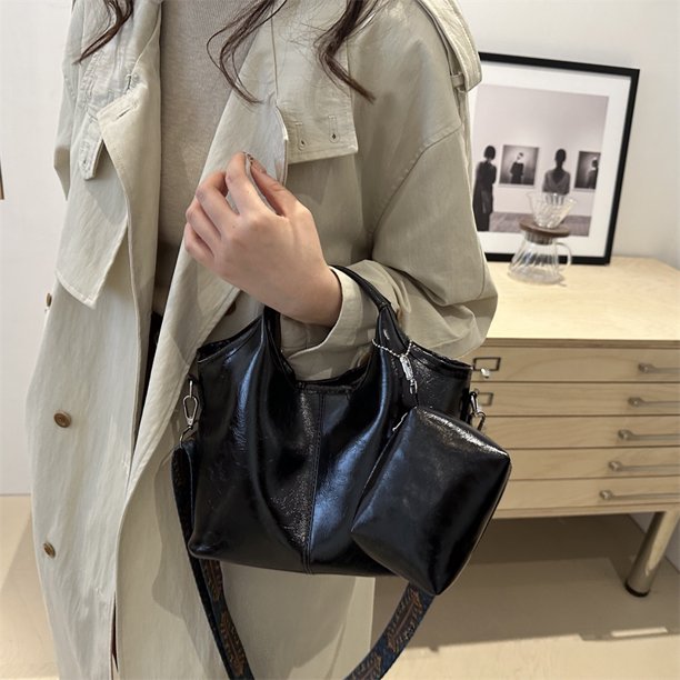 Bolso Compras Bolsas Superior Pequeñas Carteras Y Hombro para Mujeres PU Cuero 2 Piezas Correa Ancho Ajustable Con Vagabundo