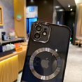 thumbnail image 3 of for iPhone 12 Case Magnetic Clear with Camera Lens Protector Full Protection MagSafe Electroplated Silicone Dust-Proof Net Shockproof Protective Case Cover 6.1 Inch - Black, 3 of 12