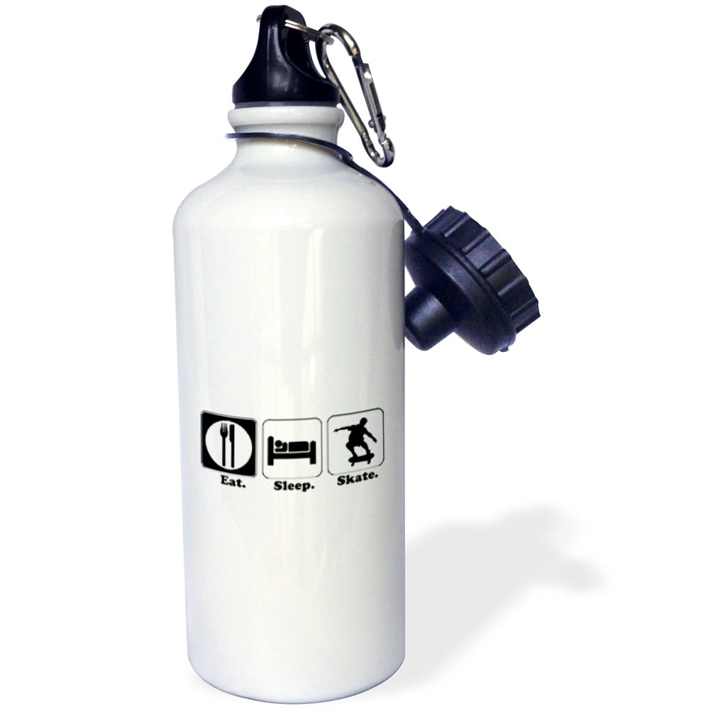 3dRose Funny Hobby Lifestyle Design Eat Sleep Skateboard, Sports Water Bottle, 21oz by 3dRose