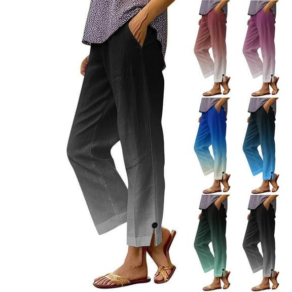 Ashirexll Wide Leg Pants Women, Winter Women Pants, Solid Color Drawstring and Elastic Fake Waist Double Layer Double Pocket Casual Pants