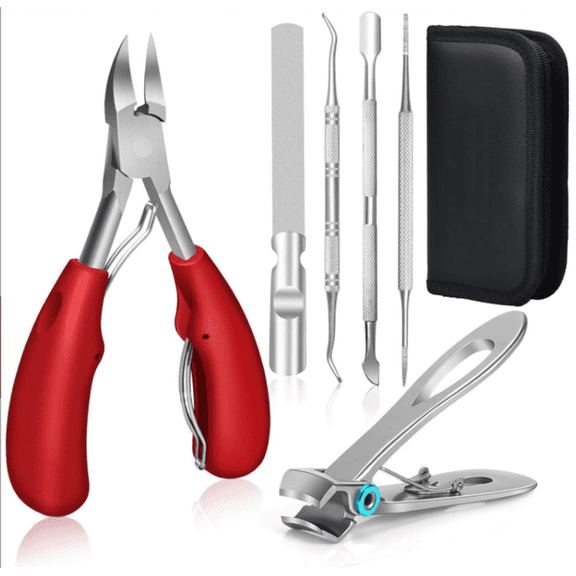 Thick Toenail Clippers, Mens Nail Clippers for Large Big Thick Nail and Toenail Senior Nail Clippers with Easy Grip Rubber Handle for Podiatrist/Ingrown/Seniors/Adult, Red