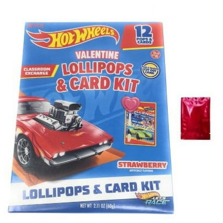 Hot Wheels Valentine Exchange Cards (12 Pops & Cards) | Fun Stylish Valentine’s Day Cards for Classroom Events Card Exchange Celebrations Party Supplies Boys Girls - Includes: Canzonet Pennette